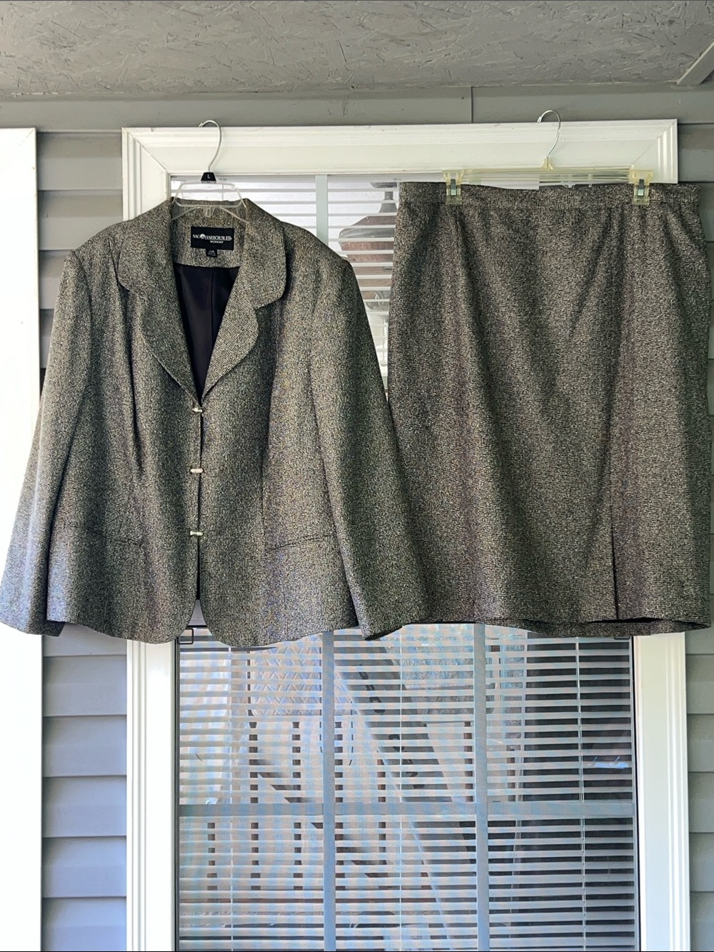 Sag Harbor Gray Tweed Blazer and Skirt Set
